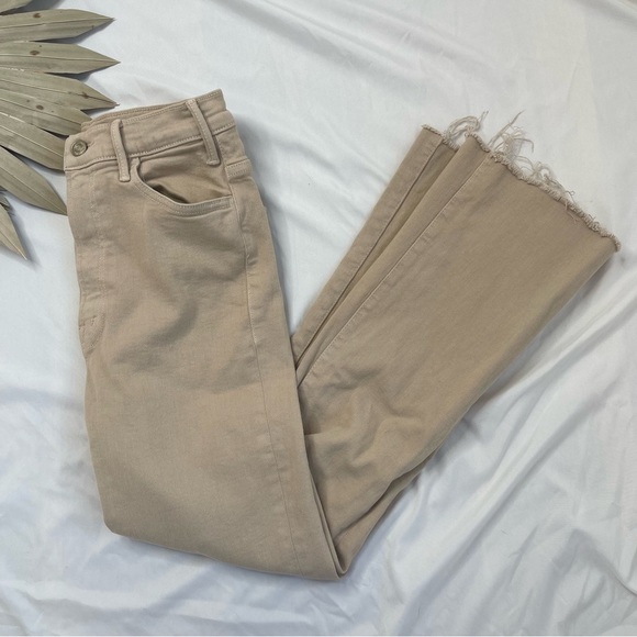 Mother The Hustler Ankle Fray Out Of Nowhere Beige Cream Tan Raw Hem Jeans Pants - Picture 3 of 12